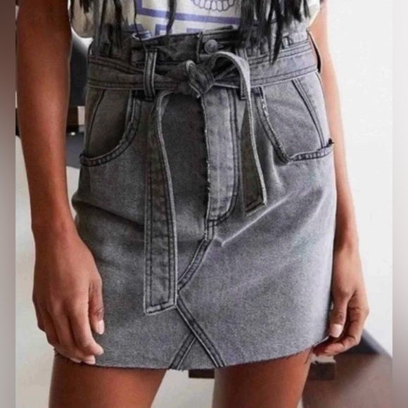 NWOT Free People 29 We the Free East of Eden Denim Mini Skirt in Washed Black - Picture 5 of 8